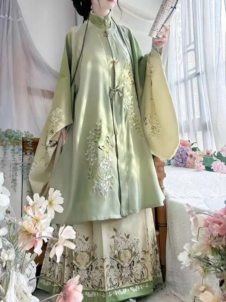 Hanfu 여성 명나라 스탠드 칼라 Jupiler 구름 어깨 말 얼굴 스커트 정장 Cos 코스프레 중국어 번체 드레스