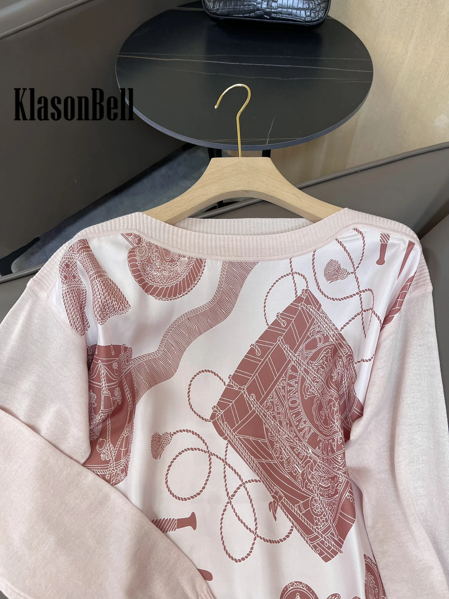 9.25 KlasonBell Argyle Pattern Print Long Sleeve Knitted Pullover Top Women