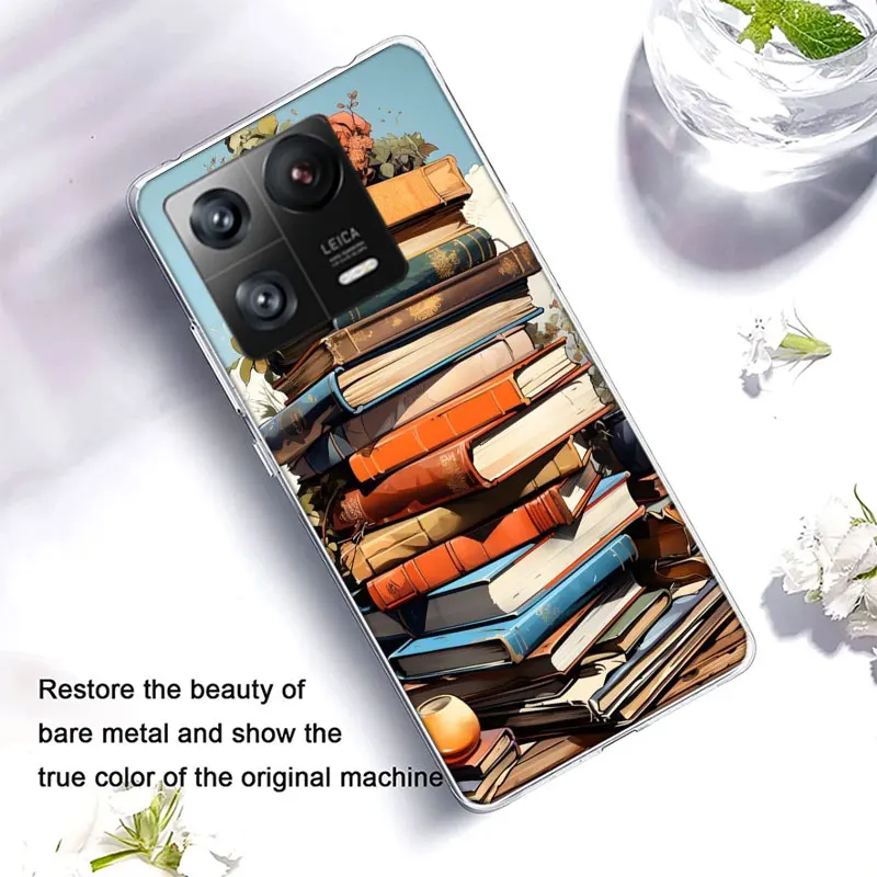 Read Books illustration Reading Books Clear Luxury For Xiaomi Mi 13 12 12T Pro 11 Ultra 11T 11i 10 10T 9 9T 8 Lite 6X 5X A3 CC9E