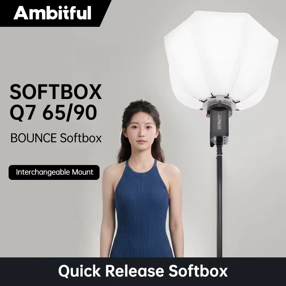 Ambitful Softbox Q7-65/90 65cm/90cm Bounce Softbox Sliver Reflective Quick Release Octa Softbox for Bowens Mount Flash LED Light
