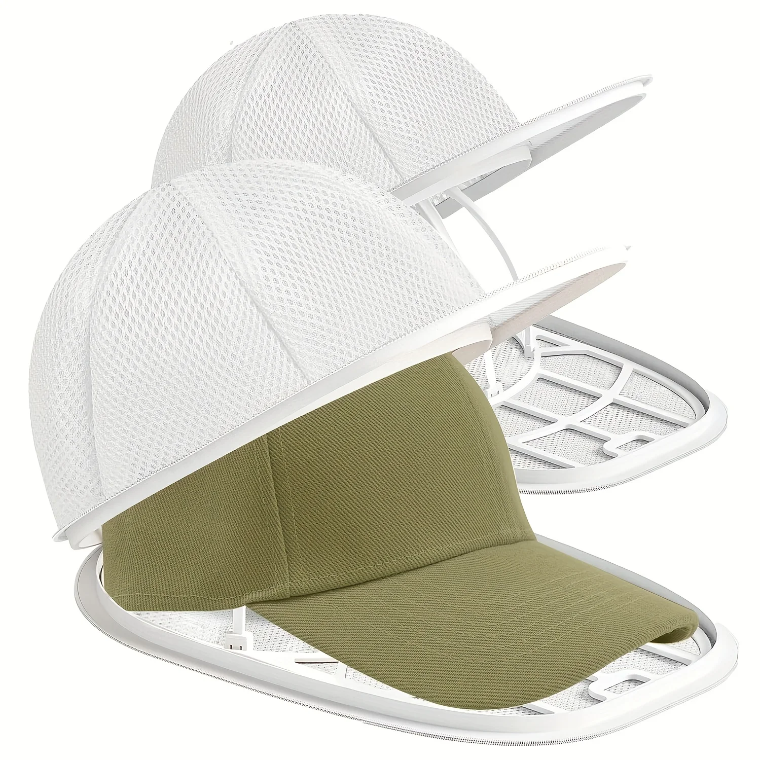 Reusable Hat Washing Cage with Anti-deformation Cap Holder and Mesh Storage Bag - Durable Plastic Material, Suitable