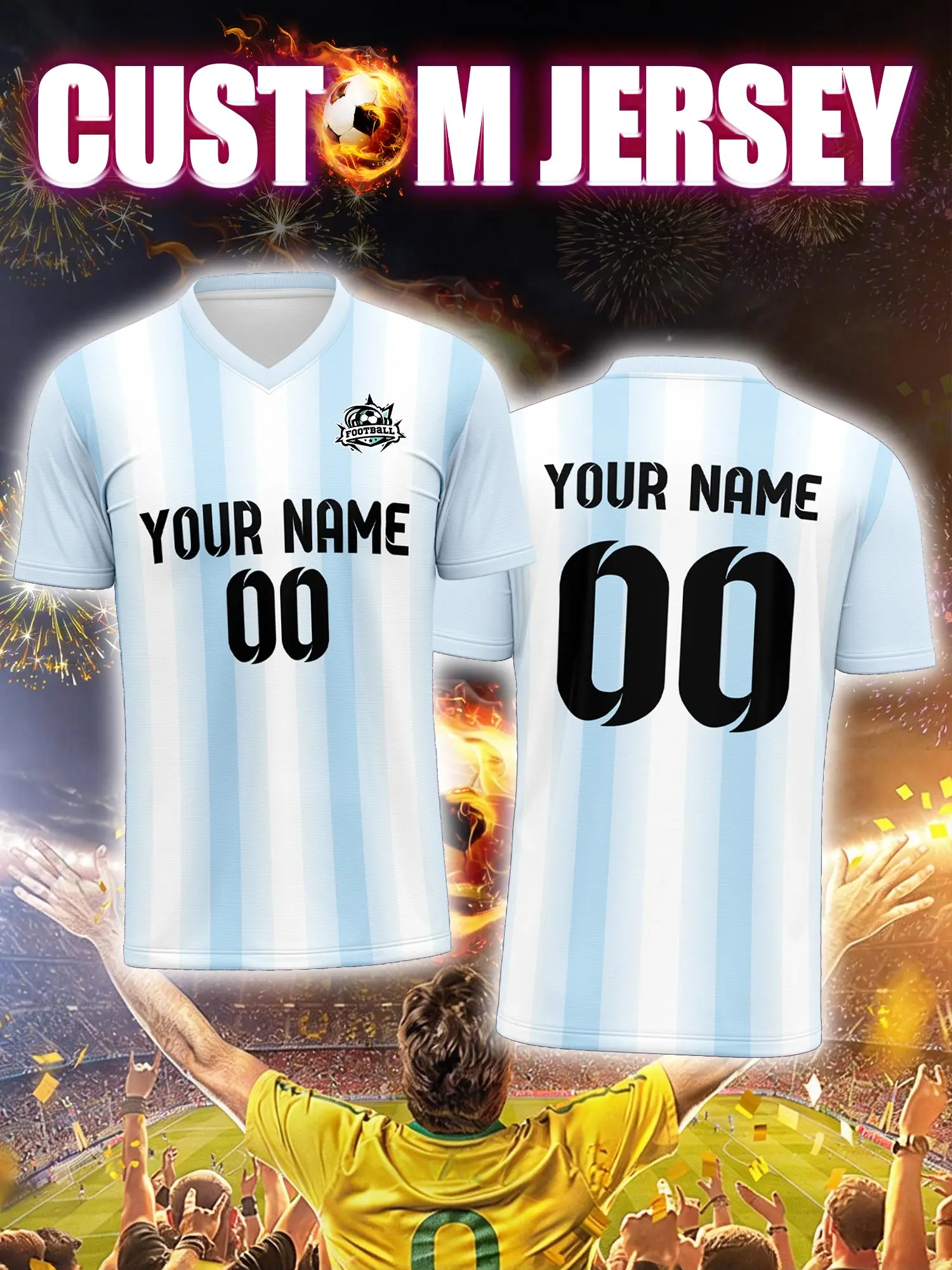 

Футболка на заказ с индивидуальным изображением, номером и именем, униформа для местного любительского клуба.