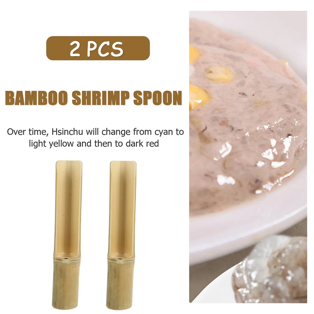 2 pcs Shrimp Sliders Spoon Bamboo Non-Stick Meatball Maker Tool Kitchen Gadgets Portable Lightweight Handle For Home Restaurant