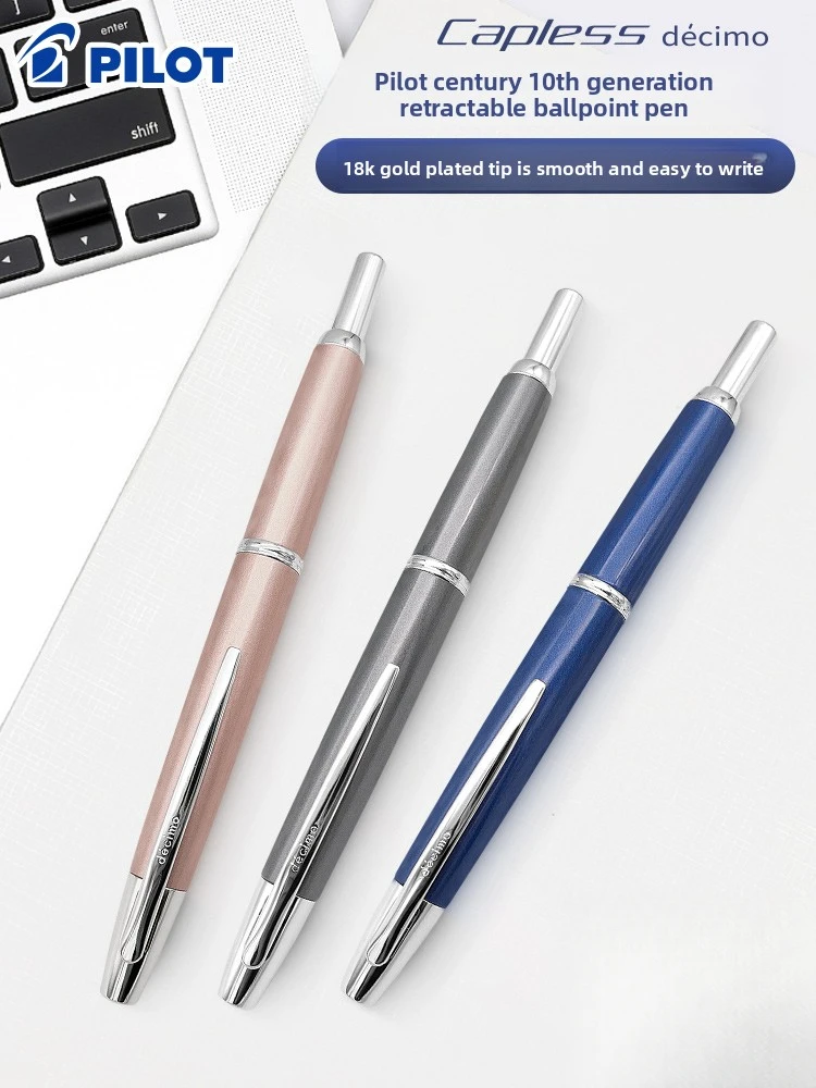 PILOT Japan 18K Gold Nib Rhodium-Plated Metal Pen Retractable Tip Push-Button Design Business Office Use Gift Ready