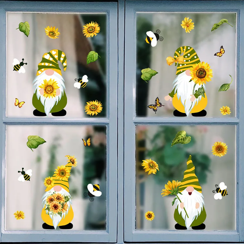 Dwarf Sunflower Wall Stickers, Window Glass Decorative Wall Stickers, Self Adhesive Wall Stickers