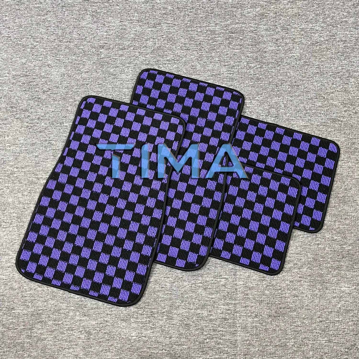 Promotion 4PCS Front-Rear Checkered Flag Carpet Floor Mats Check pattern car mats Universal