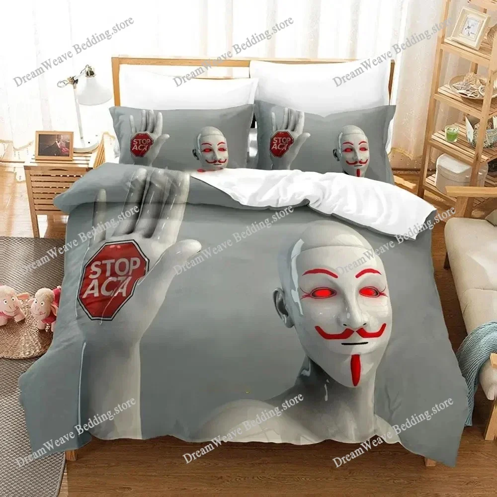 Personality Technology Anonymous Style Duvet Cover Pillow Case Bedding Set Quilt Cover Double Bed Home Textile Luxury Gift