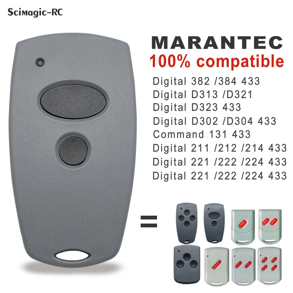 Imagem -02 - Controle Remoto da Porta da Garagem Marantec Digital Porta Chaveiro 382 302 384 304 313 321 323 131 211 222 231 433 43392 Mhz Pcs