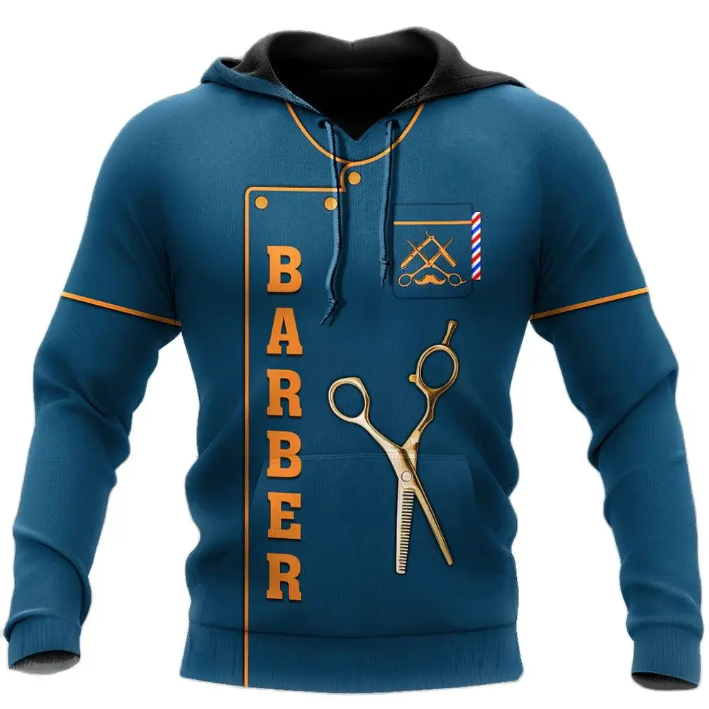 Hoodie de barbeiro de grandes dimensões masculino Harajuku, jaqueta de manga comprida, moletom com capuz, roupas Harajuku, pulôver mental para