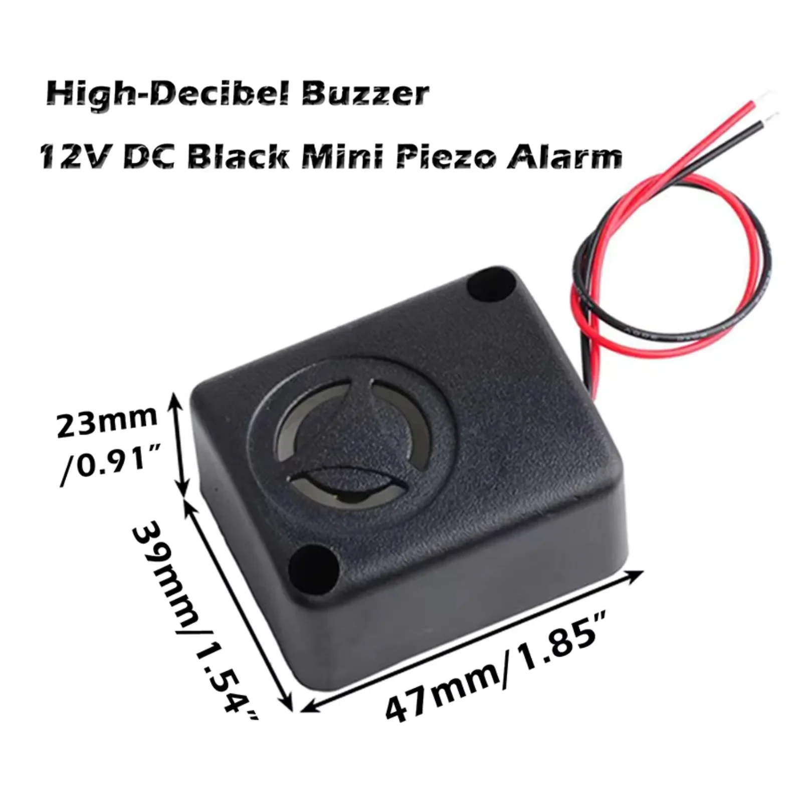 12V DC Black Mini Piezo Alarm Siren 110dB Insurance Safes Anti-Theft Alarm High-Decibel Buzzer for Car+9V Battery Buckle