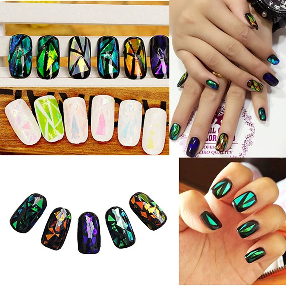 

5Pcs Broken Glass Foils Nail Art DIY Stencil Decal Sticker Finger Toe Nails Nail Foil Decal Sticker