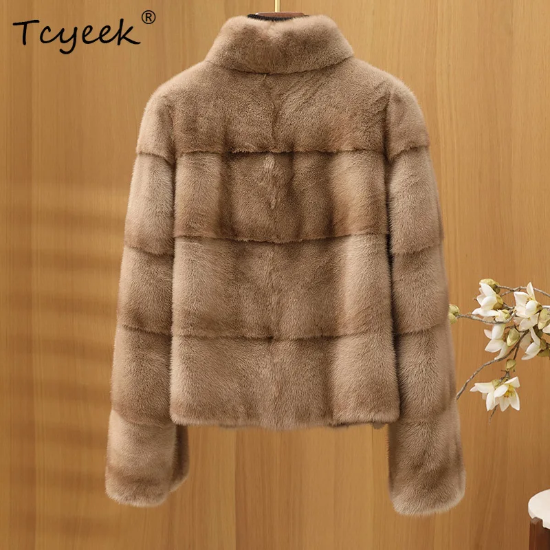 Tcyeek Natural Fur Coat Women 2025 Real Female Mink Fur Coats Warm Winter Jackets Luxury Clothes Female New Style Шуба Женская