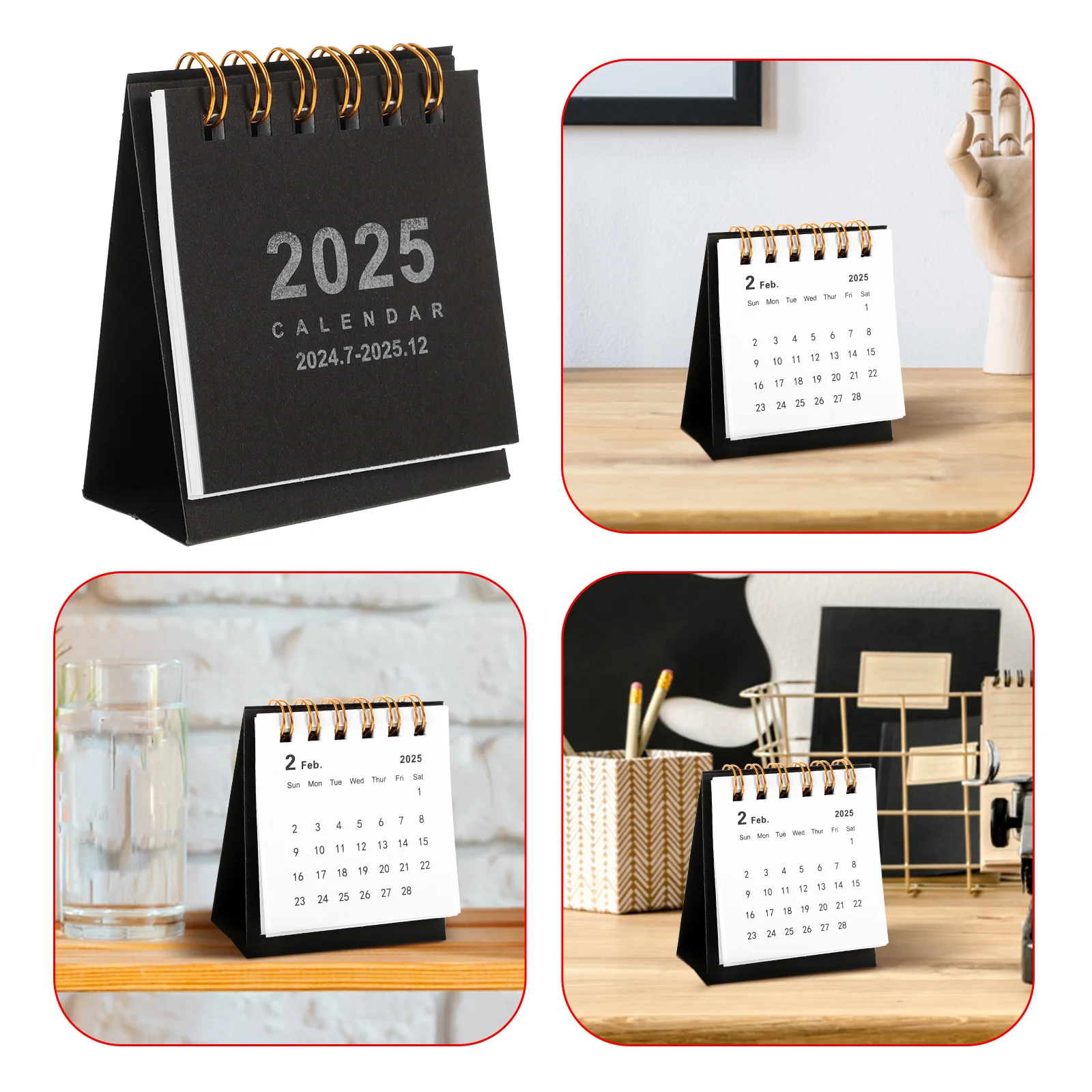 Mini Desk Calendar 2025 Small Spiral Binding Monthly Memo Desk Calendar Daily Reminder Desktop Decoration Office School