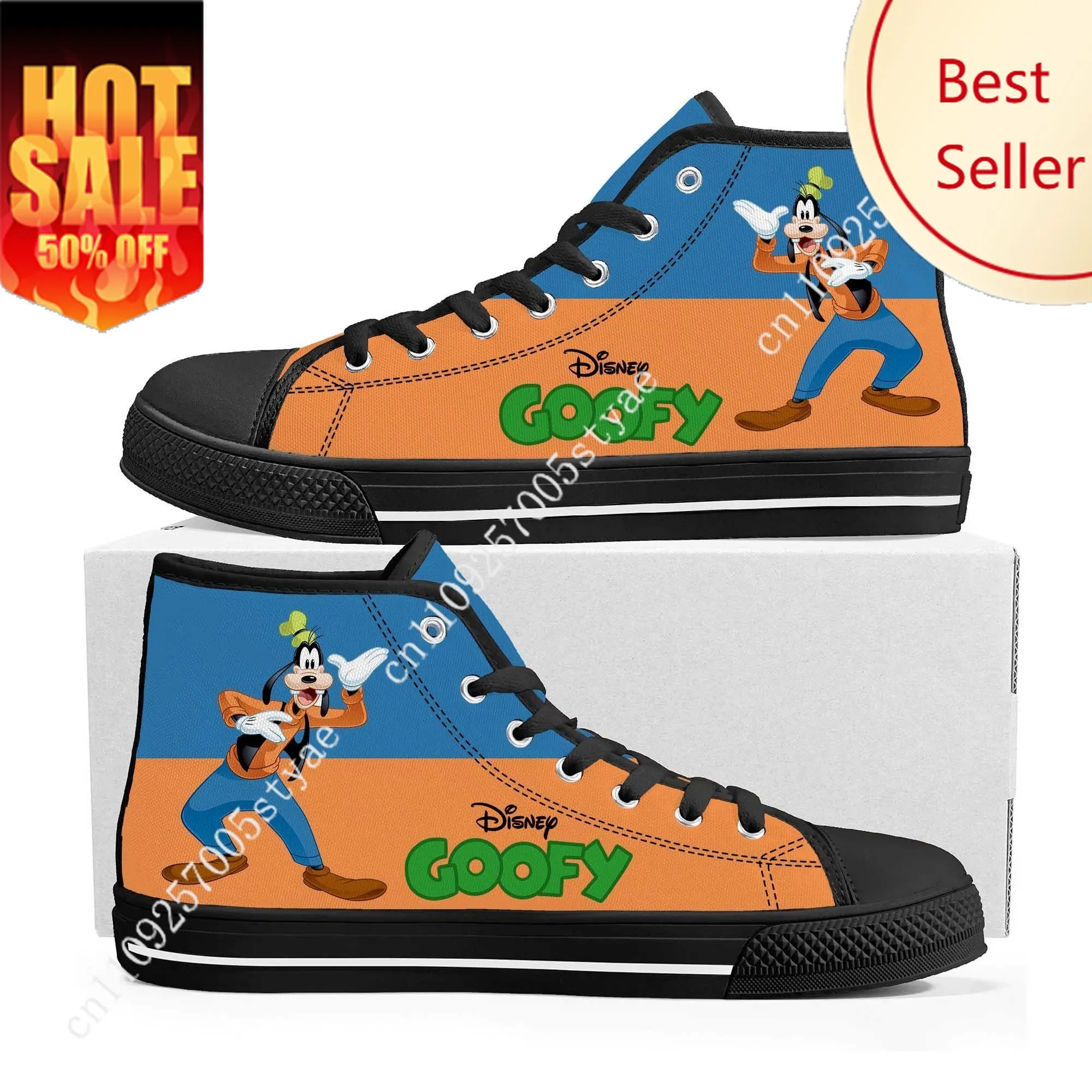 Goofy High Top Sneakers Disney Cartoon Movie DIY Decorate Shoes Design Your Photo Party Holiday Gifts Custom Shoe