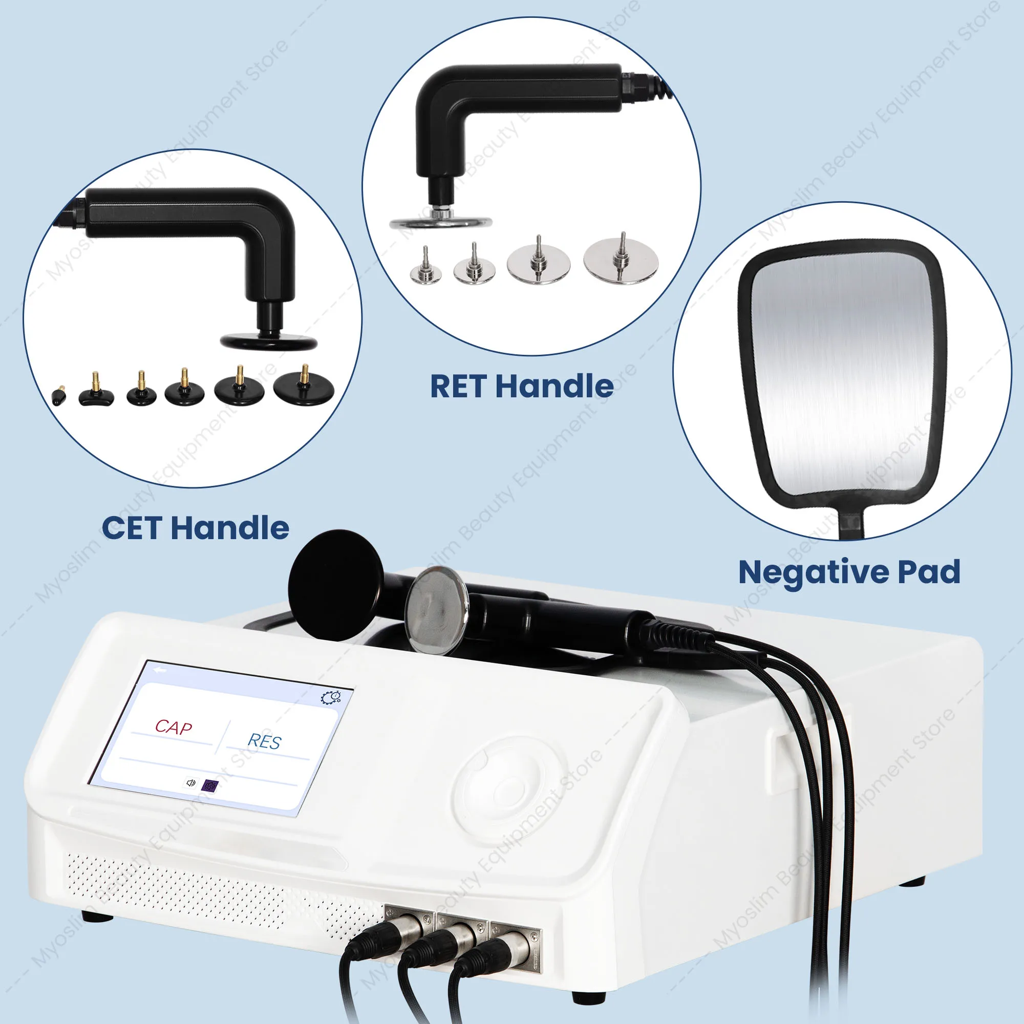 448KHz Fever Master Tecar Therapy Machine CET RET 10 Probes for Body Slimming Pain Relief Skin Tightening