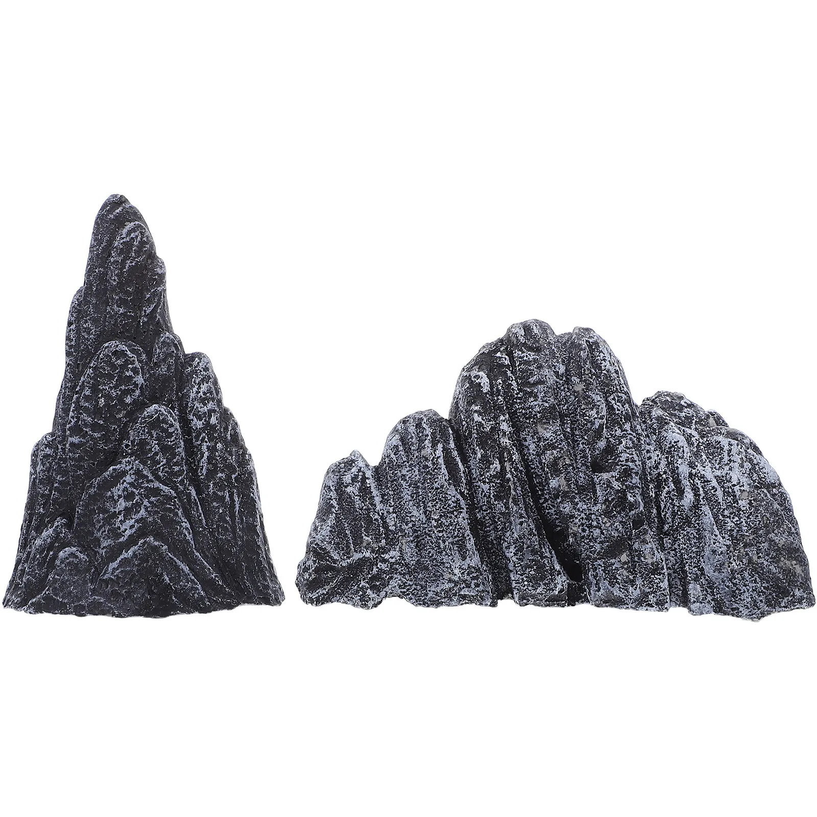 2Pcs Mini Resin Rockery Decorative Micro Landscape Sculpture Simulated Mountain Desktop Bookshelf Office Ornament Artificial
