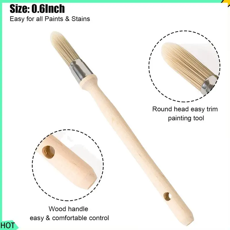 AWAH 2X Trim Paint Tools, 0.6 Inch Wall Small Paint Brush, Repair, Edge Paint Tools, House Wall Edge Round Paint Brush