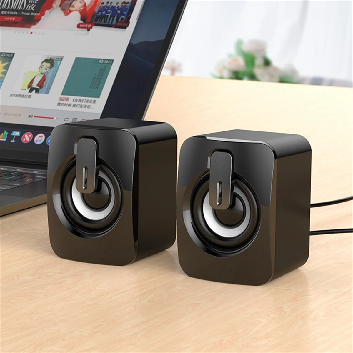 Computer Speakers USB 3.5MM PC Sound Box HIFI Stereo Microphone with LED Light for Desktop Computer Laptop Mobile