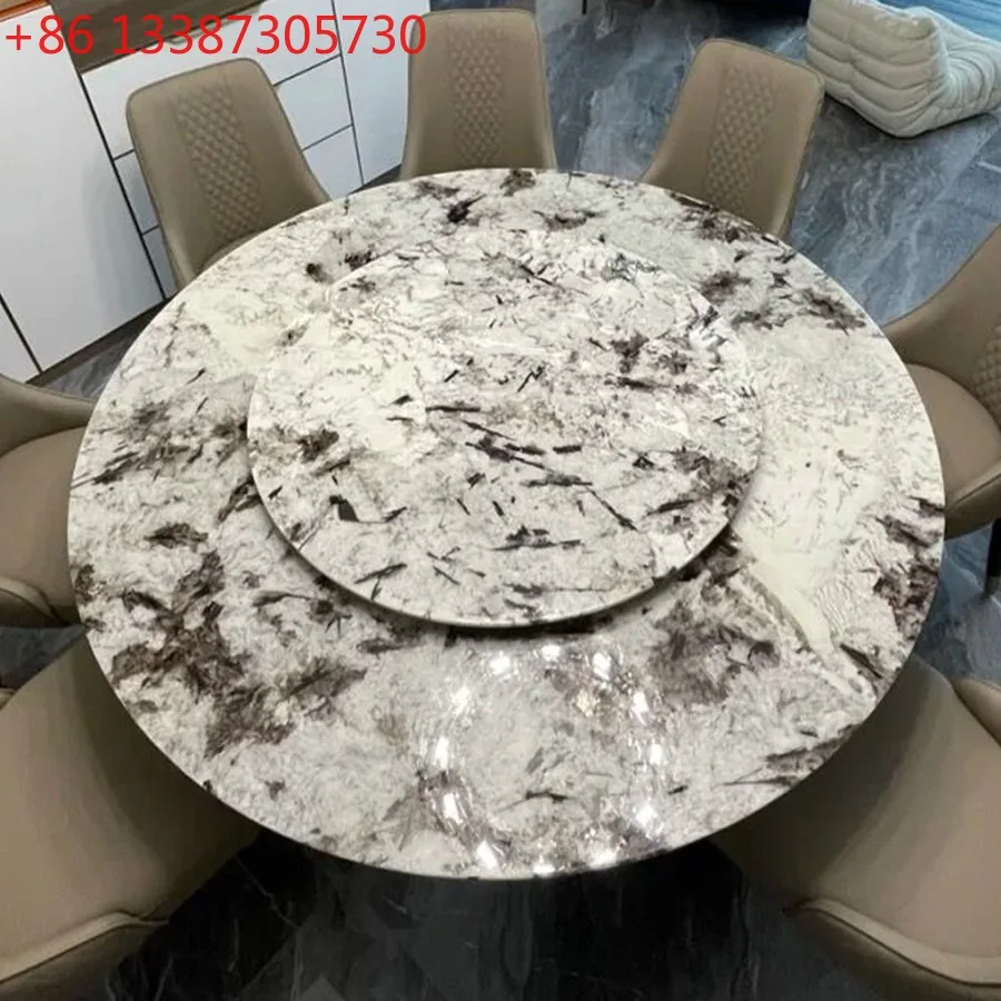 

Бразилия импортировала круглый обеденный стол из натурального мрамора Snow Mountain Orchid класса люкс.