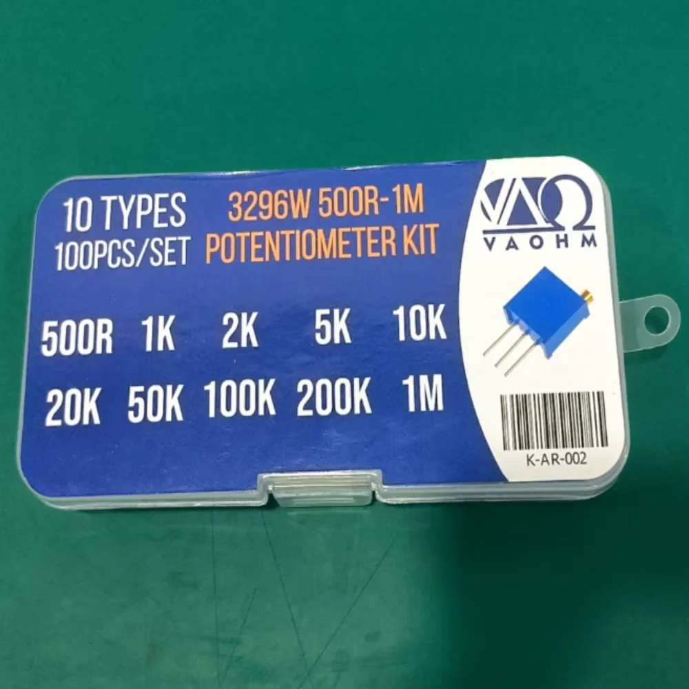 10TYPES 100PCS/SET　3296W 500R 1K 2K 5K 10K　20K　50K　100K　200K　1M　POTENTIOMETER KIT