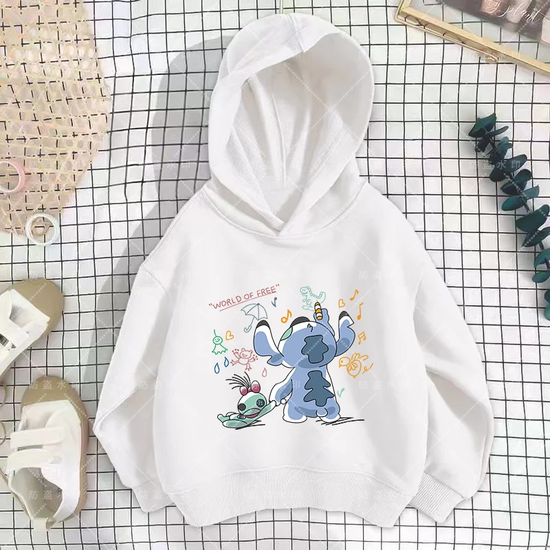 Kawaii Lilo Stitch Hoodie Kids Clothes Girls Clothing Fashion Baby Boys Clothes Autumn Warm Stitch Sweatshirt Children Tops