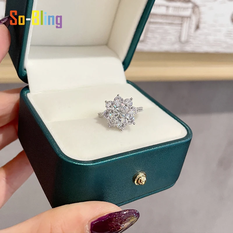 So-Bling 1-3Ct مويسانيتي خاتم 925 فضة خواتم للنساء أنيقة غرامة مجوهرات الحفلات هدية #5