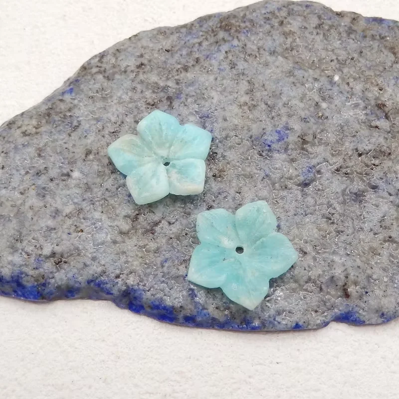 Natural Stone Fluorite Carved Flower Earring Beads Fashion Jewelry Accessory For Women 25x25x4mm 8g