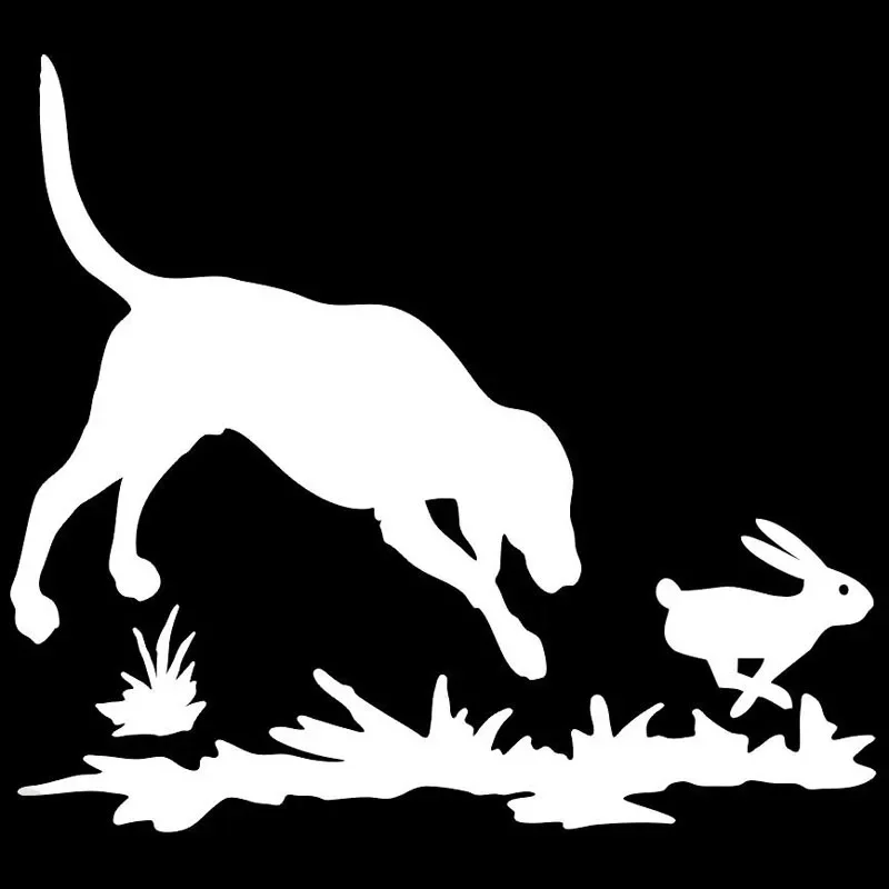 Car Stickers Rabbit and Dog Hunting Cartoon Car Motorcycle Exterior Accessories Waterproof Sunscreen Vinyl Decals,15CM*14CM