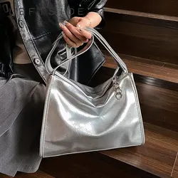 Small Silver Shoulder Bags for Women 2023 Designer Fashion Handbags Trend Leather Underarm Shoulder Side Ladies Crossbody Bag