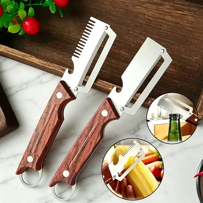 3 in 1 Multifunctional Vegetable Peeler Stainless Steel Fruit Peeler Knife with Handle for Peeling Fruits Shredding Scallions