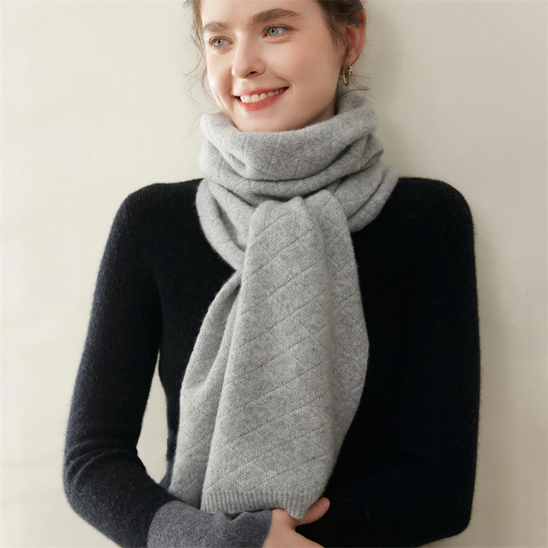 وشاح منسوج من الألماس الصلب عصري وأنيق، 100% كشمير، وصول جديد لخريف وشتاء، دافئ ومقاوم للبرد #1