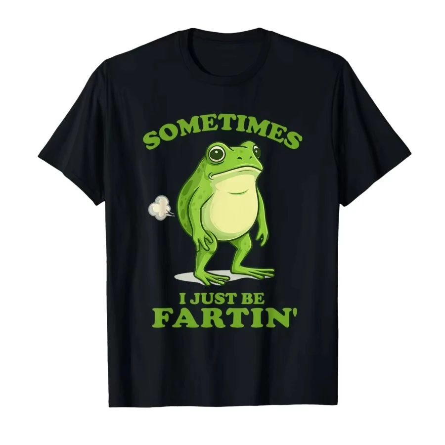 Sometimes I Just Be Farting Funny Frog Printed T-shirt for Women Short Sleeve Round Neck Casual Tops T Shirts Summer Clothing