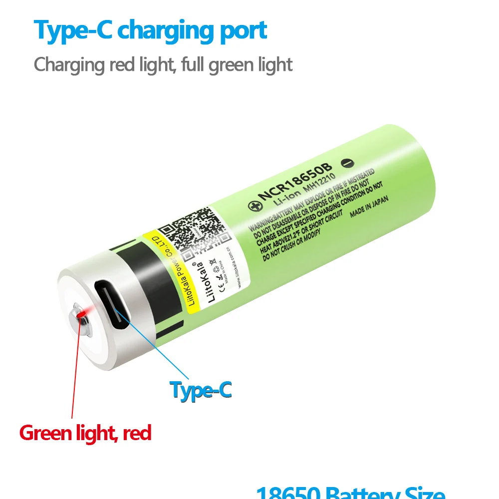 2 szt. USB-34B LiitoKala typu C 18650 3.7V 3400mAh USB akumulator litowo-jonowy do latarki zabawka mysz elektryczny