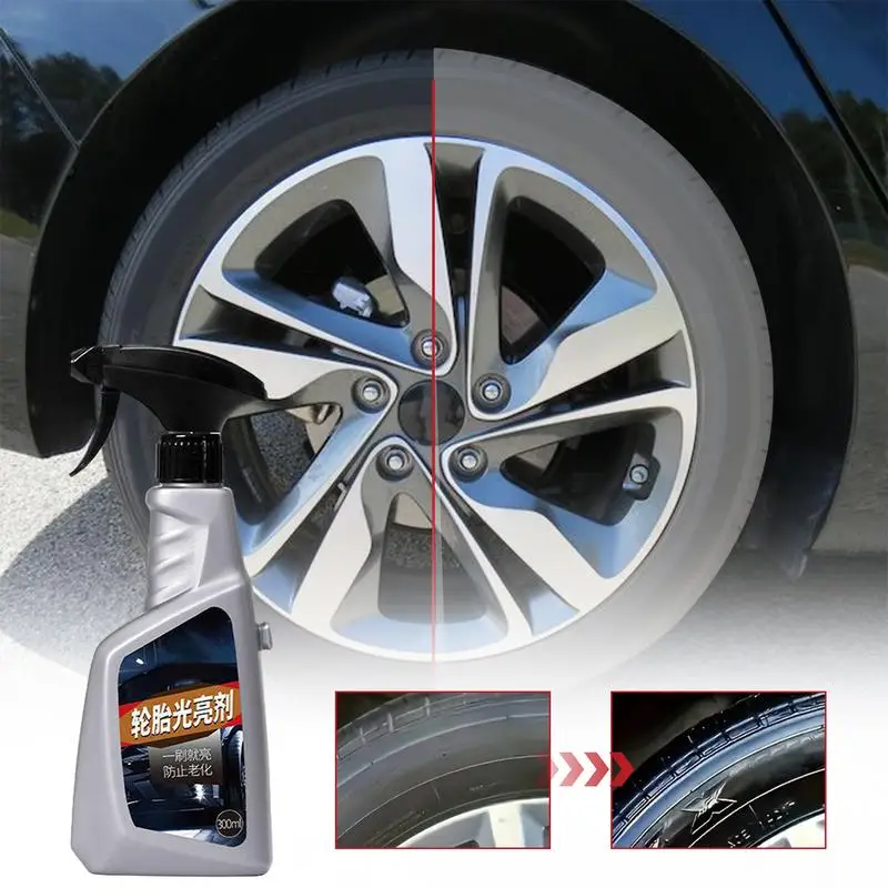 

Tire Shine Spray Long Lasting Tire Dressing 300ml Car Tire Coating Shine For High Gloss Shine Waterproof Sun Resistant Black