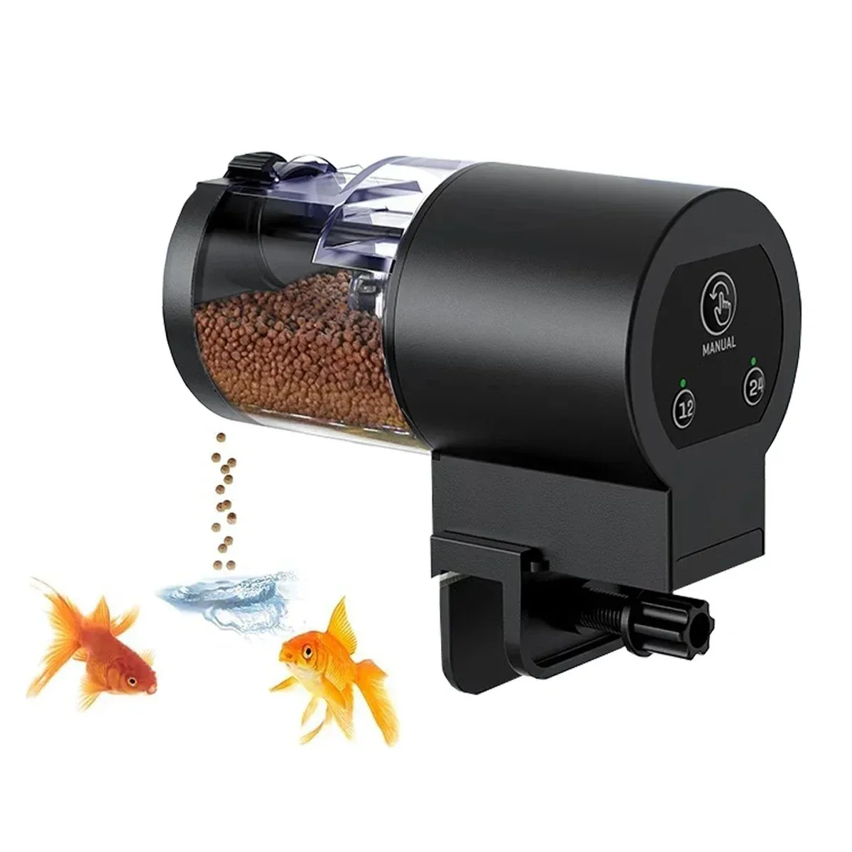 Automatic Fish Feeder 100ML Capacity Battery Operated Programmable Timer for Aquarium Fish Tank Easy to Set Up Vacation Use
