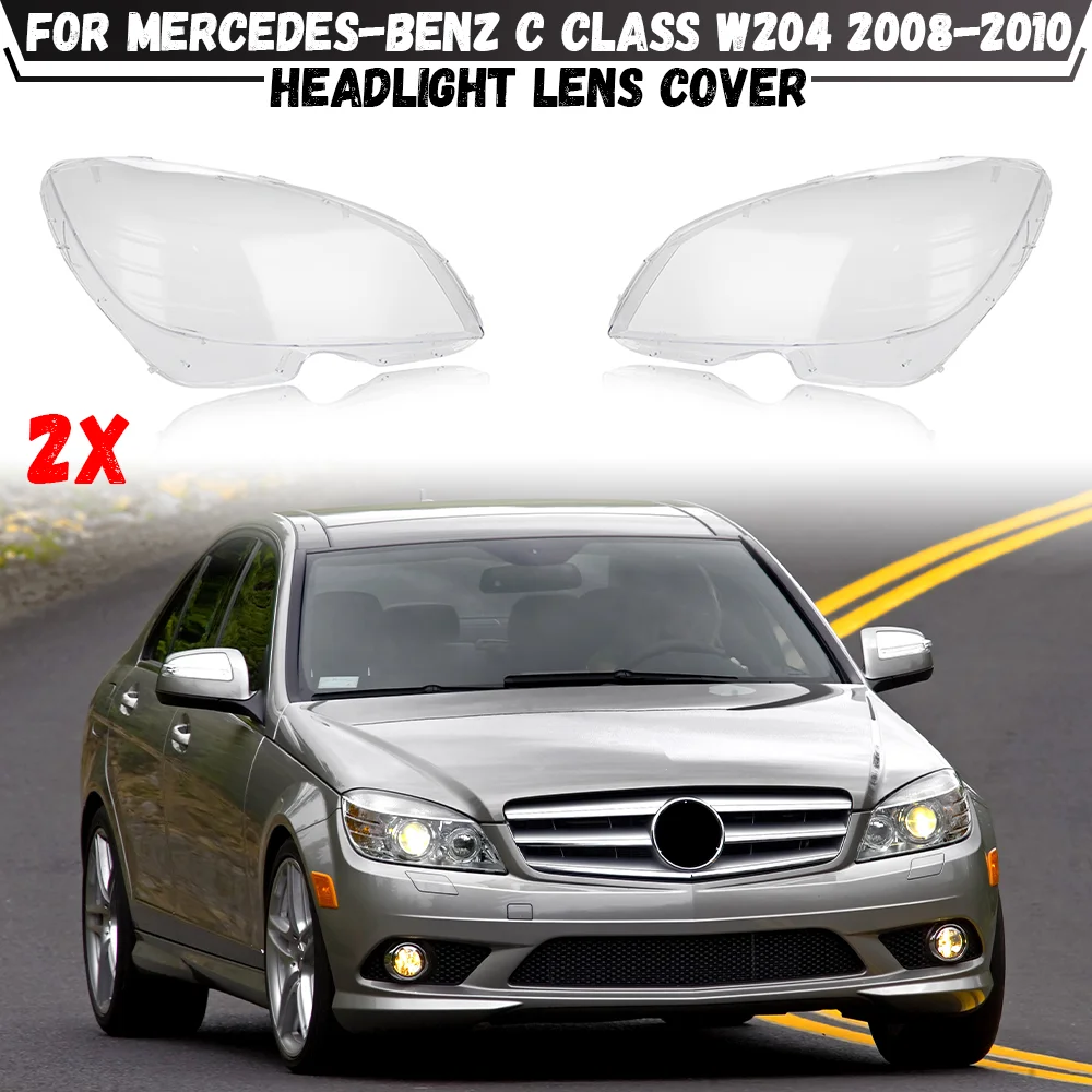 

Пара прозрачных крышек/колпаков фар для Mercedes-Benz C-класса W204 2008-2010 C180 C200 C220 C250 C280