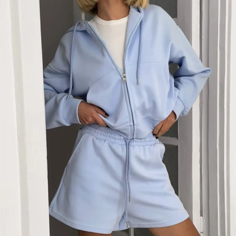 

2025 Spring/Summer 2-Piece Oversized Pocket Hoodie & Belted Shorts Set Lightweight Athleisure for Sporty & Casual Outfits