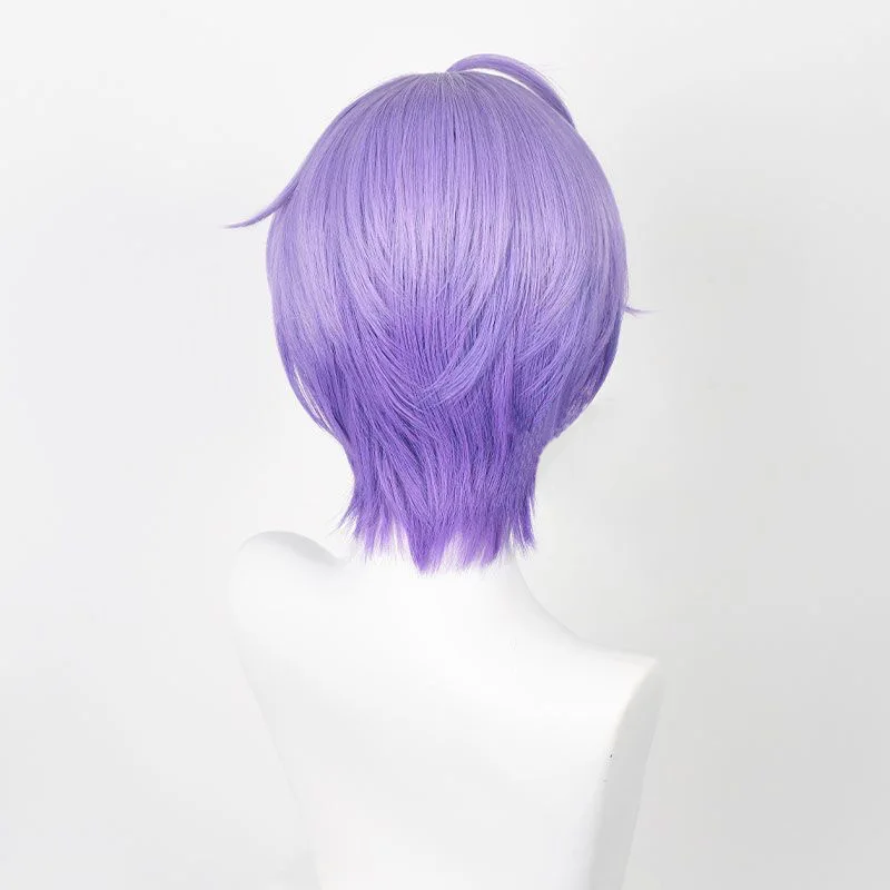 Nuevo Mundo Noche de Carnaval 9 Peluca de Cosplay Juego de Pelo Corto Púrpura Peluca de Cosplay Wang Jiuye