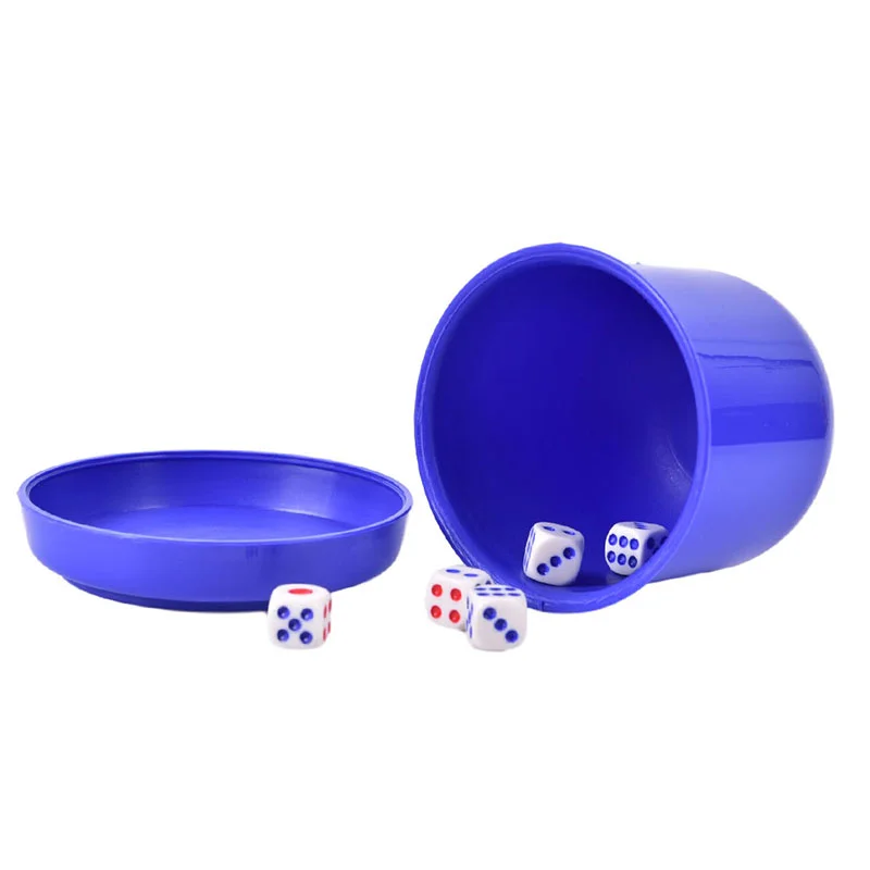 1 مجموعة البلاستيك بوكر النرد كوب مجموعة مع صينية/غطاء 5 النردات يهز كوب شرب مجلس لعبة كازينو القمار صندوق النرد