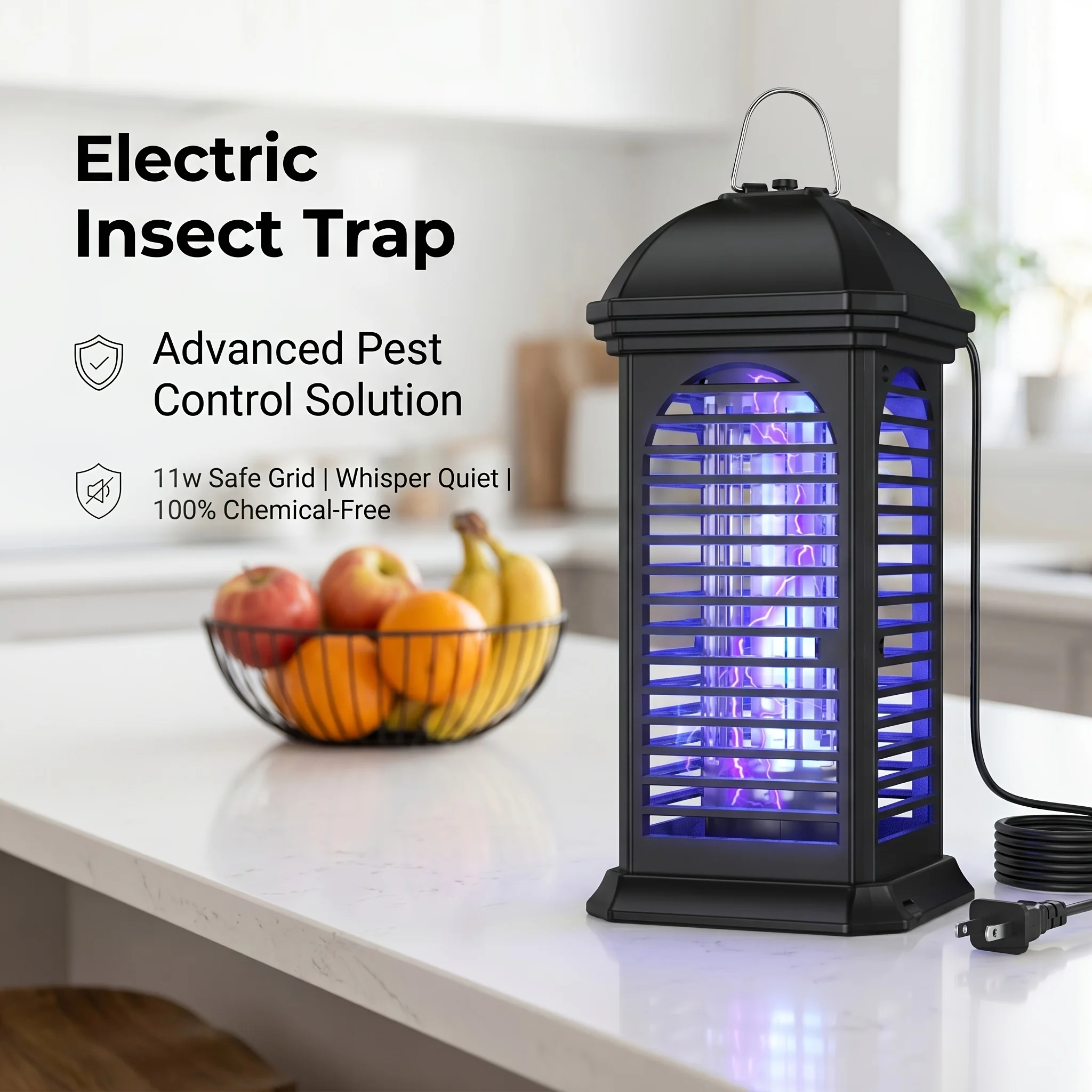 Insect-killing lamp, mosquito-killing lamp, fly trap, powerful electronic insect killer - metal mesh, suitable for home,kitchen.