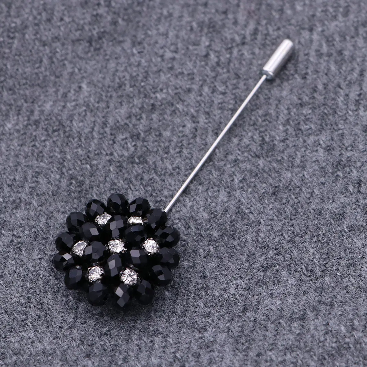 Broche de Flor de Cristal Transparente Largo, Estilo Vintage, Joyería para Traje de Hombre, para Oficina, Salidas Nocturnas, Bodas, Look Elegante y Sofisticado