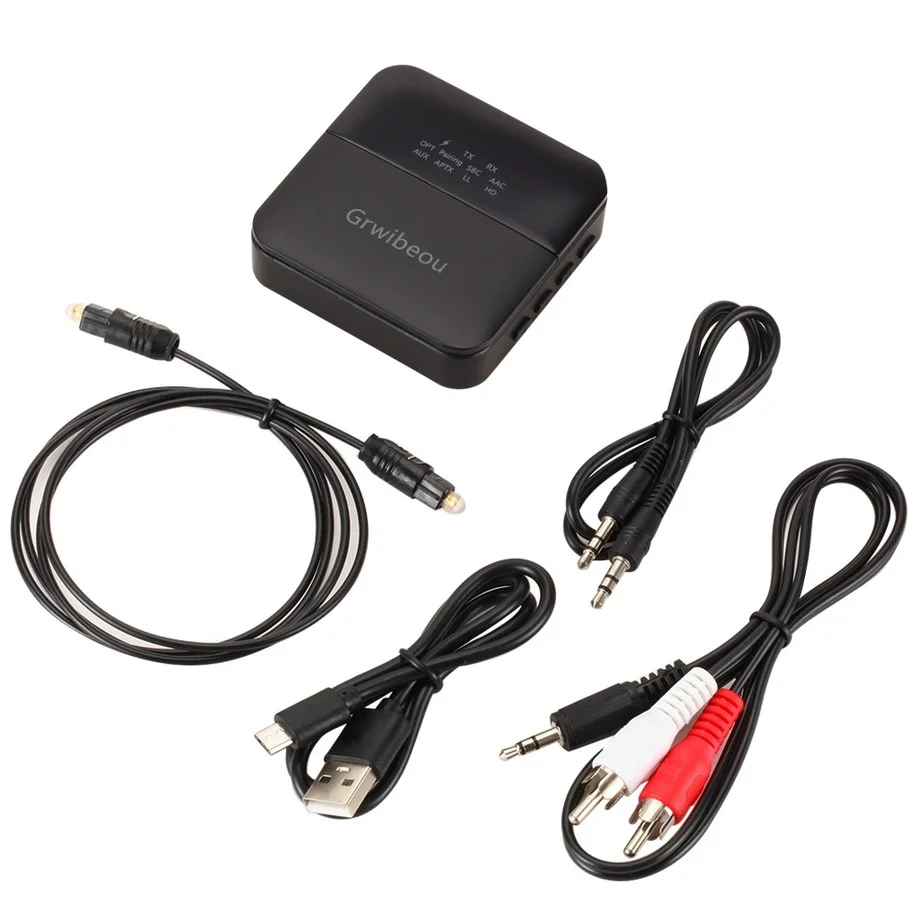 Grwibeou AptX HD LL Low Latency Bluetooth 5.0 Audio Transmitter Receiver Wireless Adapter RCA SPDIF 3.5mm Aux Jack for TV PC Car