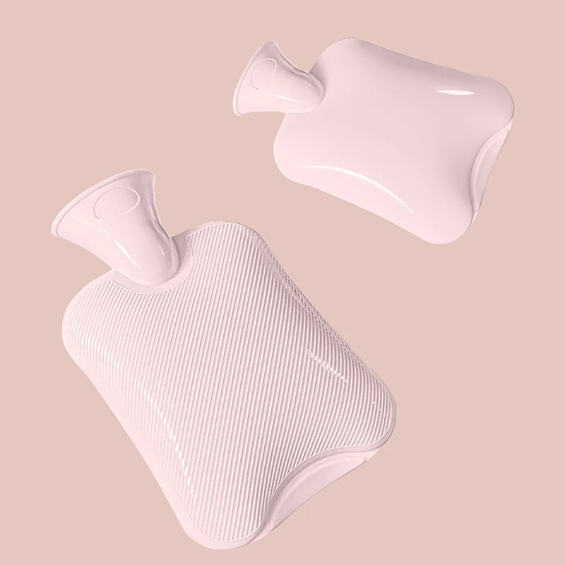1Pc 500ml Hot Water Bottle Solid Color Thick PVC Silicone Rubber Hot Water Bottle Irrigation Hand Warmers Warm Palace Warm Bag