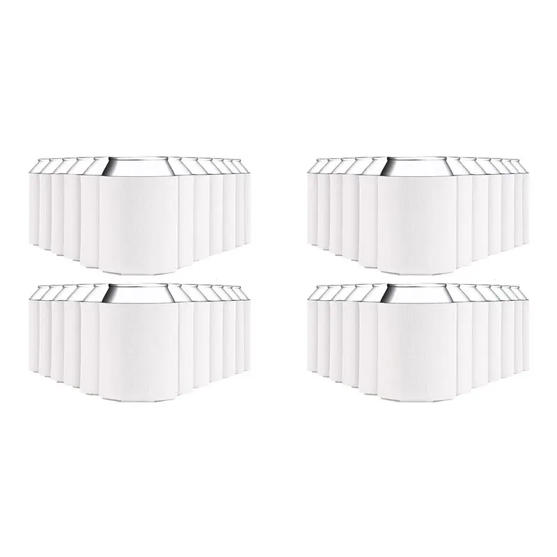 

ABBN-50Pcs Blank Beer Can Cooler Sleeves, Fold Foam Insulated Can Sleeves For 12Oz 16Oz Soda, Beer Water Bottles White