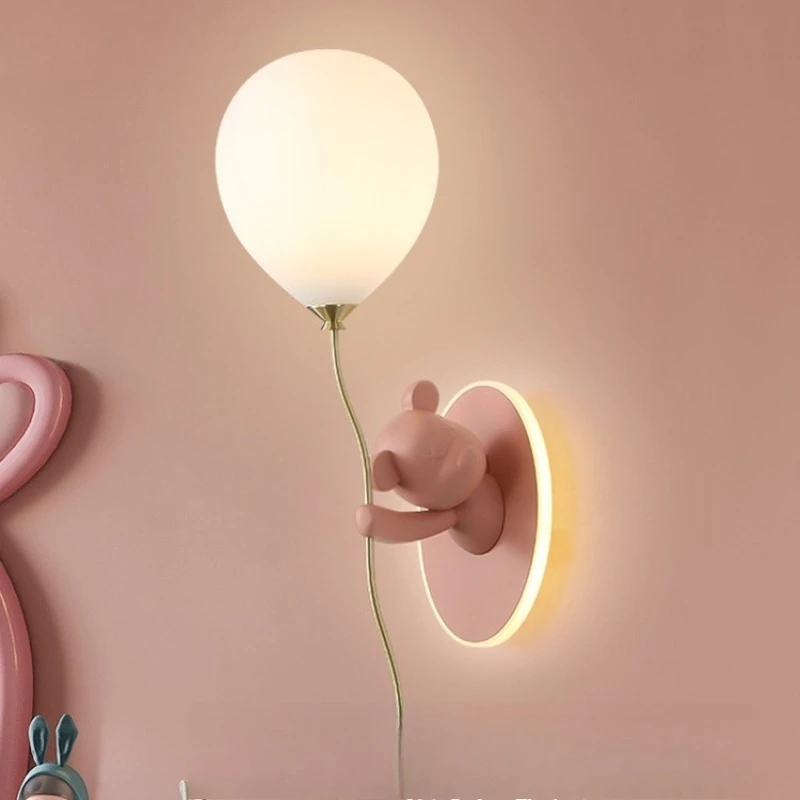 Nordic creative cartoon bear ambient light, room balloon wall light c