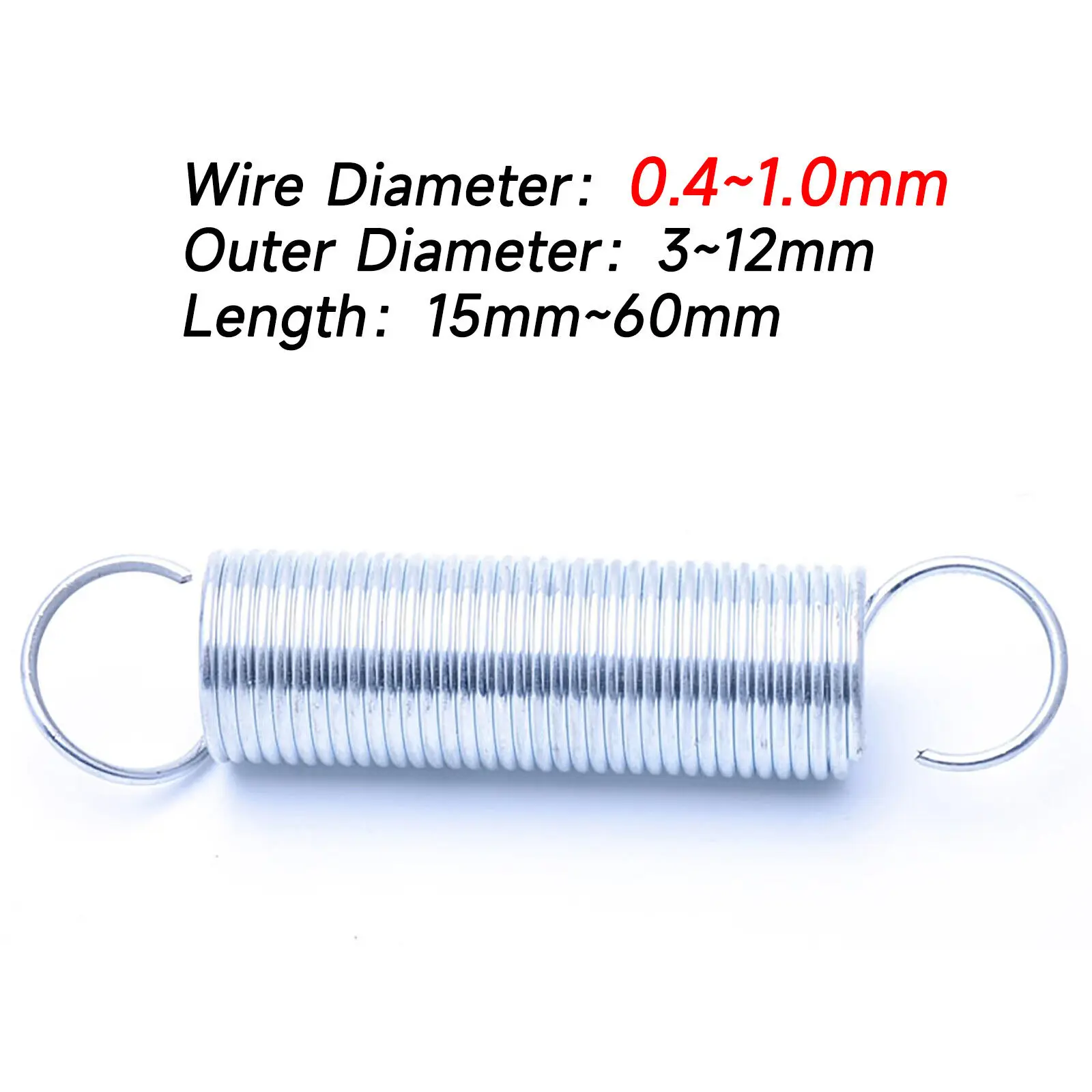 5pcs Stretching Spring Wire Dia 0.7mm Outer Dia 6mm Length 20-130mm With Hook Machinery Galvanized  Spring