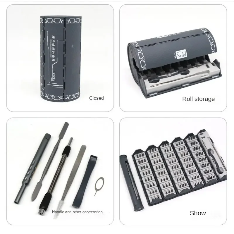 Multi Functional Magnetic Cross Drill Bit 128 in 1 Precision Screwdriver Set, Used for Manual Maintenance of Mobile Phones