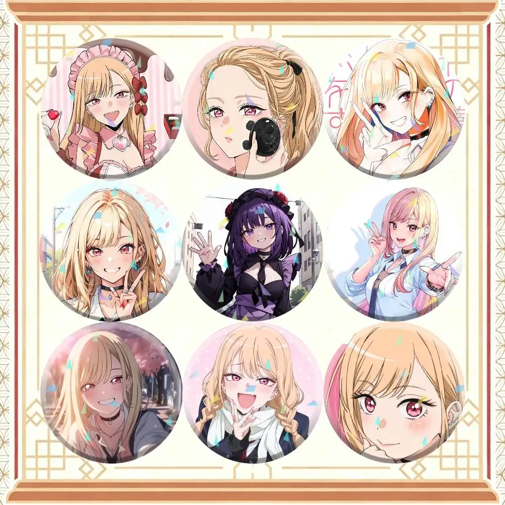 My D-Dress Up D-Darling Marin Kitagawa 32/44/58mm Handmade Pins Round Brooch Badge Backpacks Clothes Jewelry Gifts