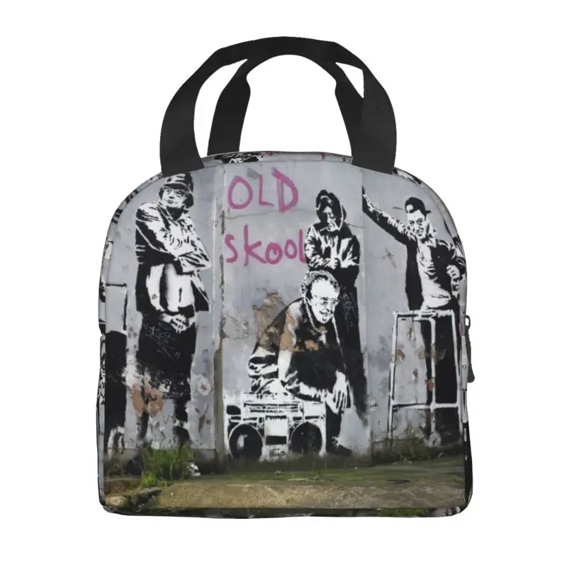 Banksy Old Skool Insulated Lunch Bag for Work School London Street Art Leakproof Cooler Thermal Lunch Box Women Kids