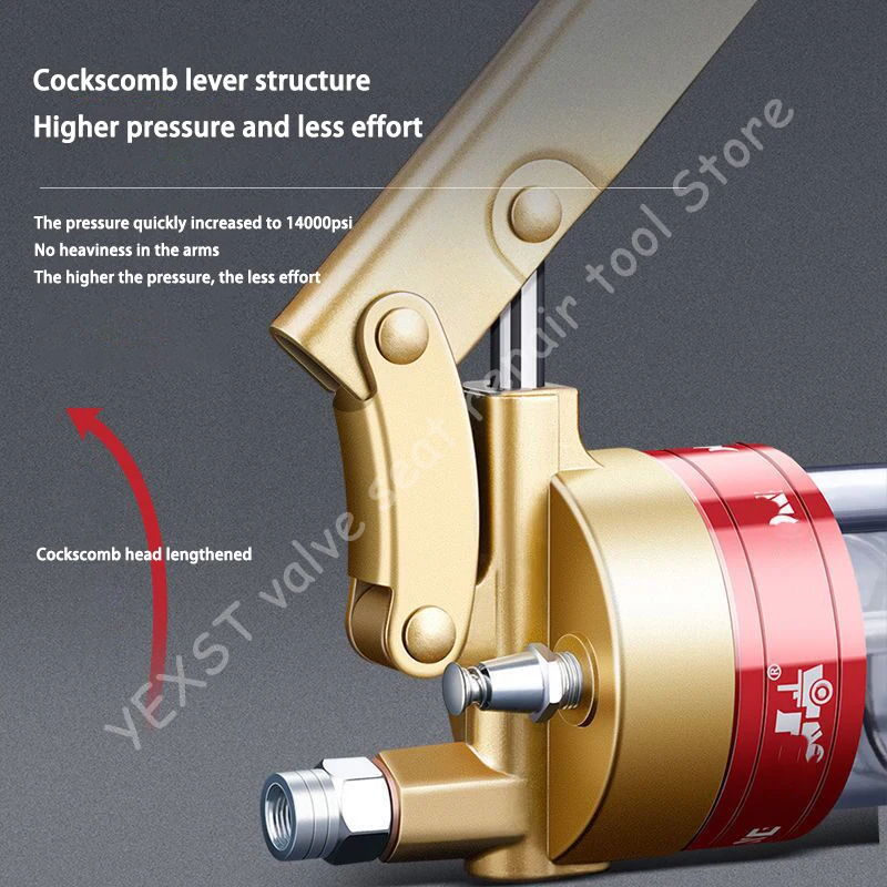 High pressure transparent heavy duty 14000PSI grease gun pistol grip 600cc lubrication with metal extension